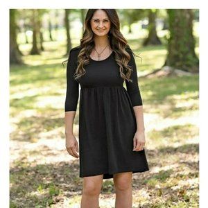 NWT Matilda Jane THE DISCOVERY DRESS Black 3/4 Sleeves Women's Medium NEW